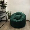 Безкаркасное кресло мешок круглое Арт Декор 90см зелёное со съёмным чехлом