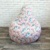 Кресло-груша хлопок розовый "Единорожки" KatyPuf L 100x75